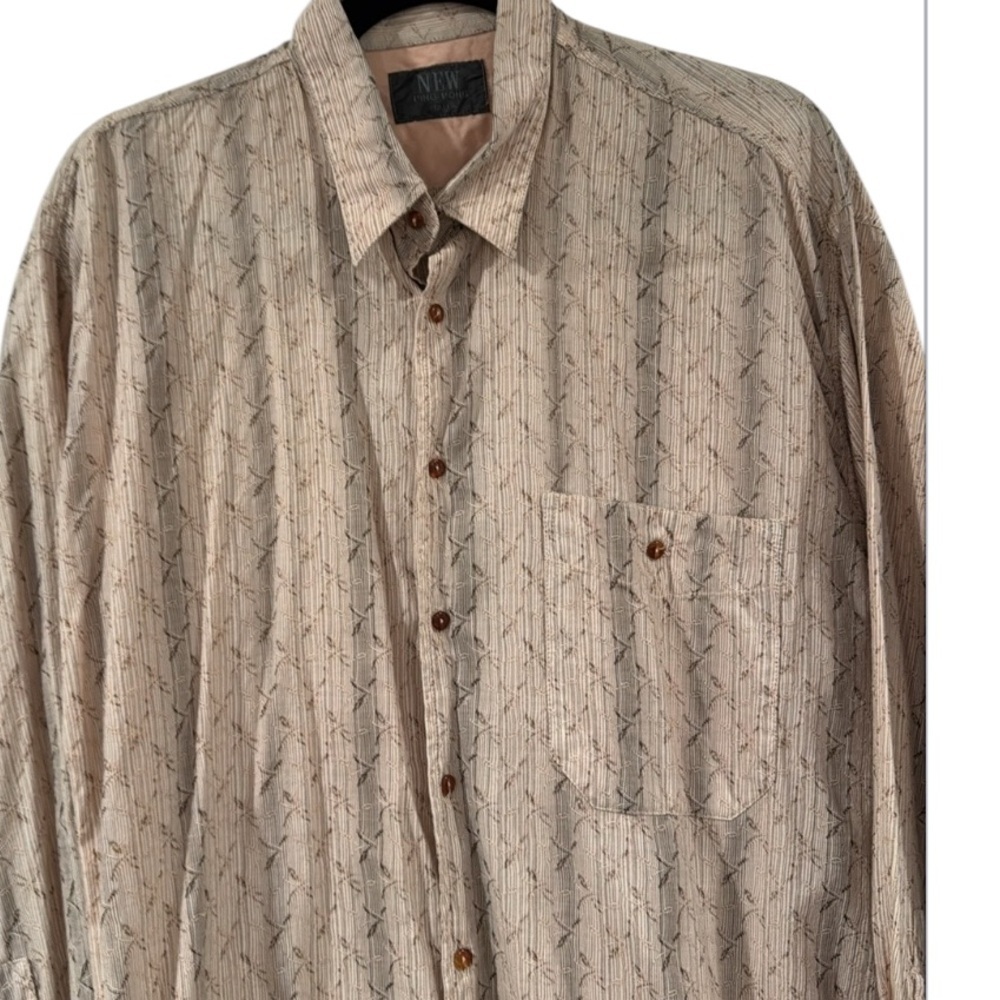 Vintage Italian Ping Pong Pale Pink & Brown Printed Cotton Blend Shirt Size M - Picture 8 of 12